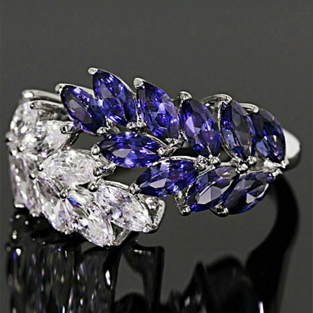 Purple Amethyst & Crystal 925 Sterling ring